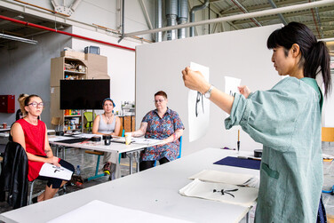 Japanese calligraphy (Shodo) course at ArtCamp 2024. Photo by Polina Maliuk.