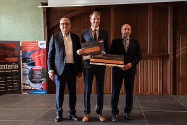 Zdeněk Frank’s award was accepted on his behalf by his supervisor Karel Hruška (centre).